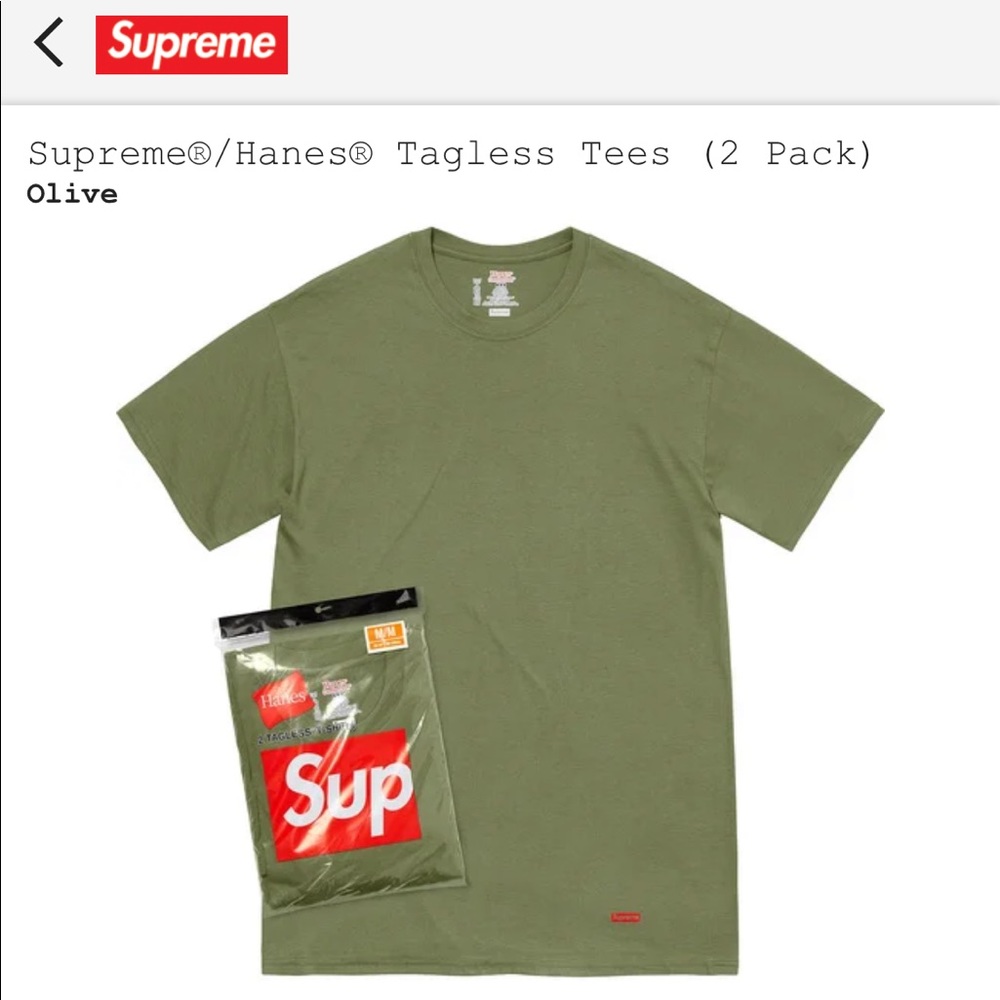 Supreme®/Hanes® Tagless Tees (2 Pack) XXL Olive